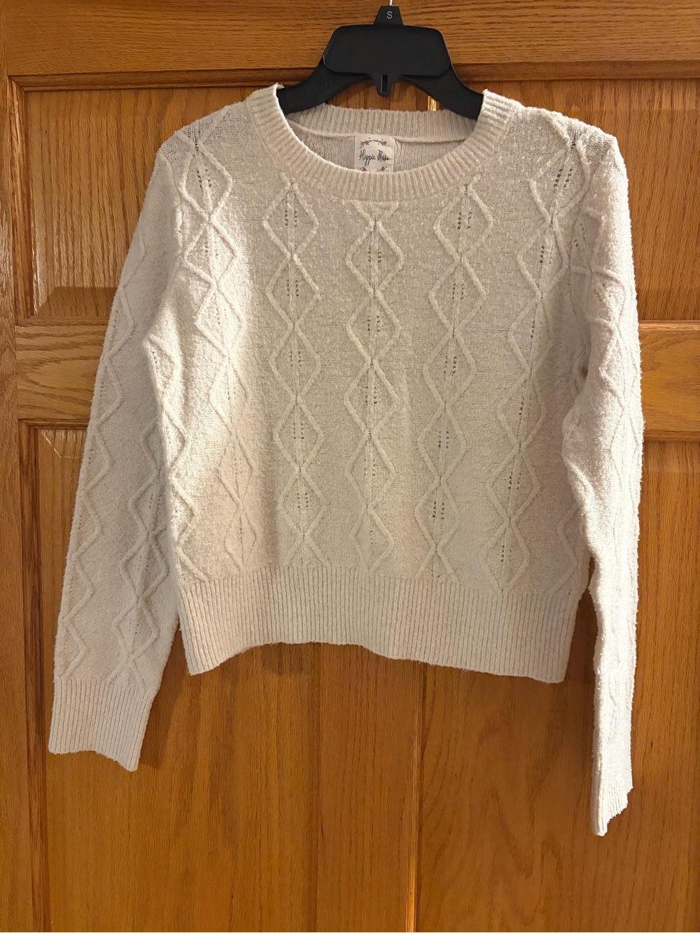 Hippie Rose Cream Cable Knit Crewneck Sweater